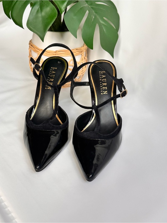 Lauren Ralph Lauren Shoes - Lauren Ralph Lauren Black Patent Pointed-Toe Slingback Pumps
